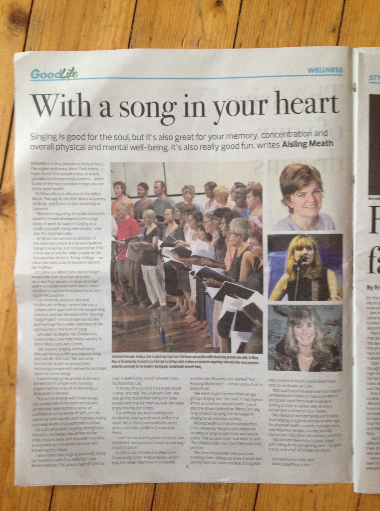 Piece for Southern Star on singing and the over 55s